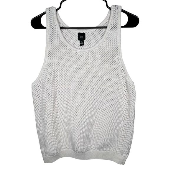 Zara Tops - River Island White Cable Knit Women’s Tank Casual Coastal Clean Girl Top Sz M